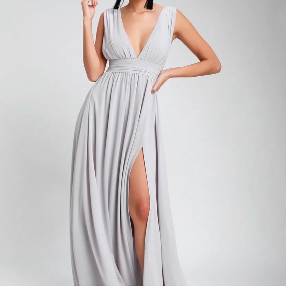 Lulu's Light Gray Maxi Dress